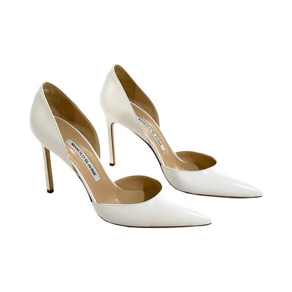 Manolo Blahnik Tayler Leather D'Orsay White Pumps Size 39/9 NIB - Picture 3 of 9